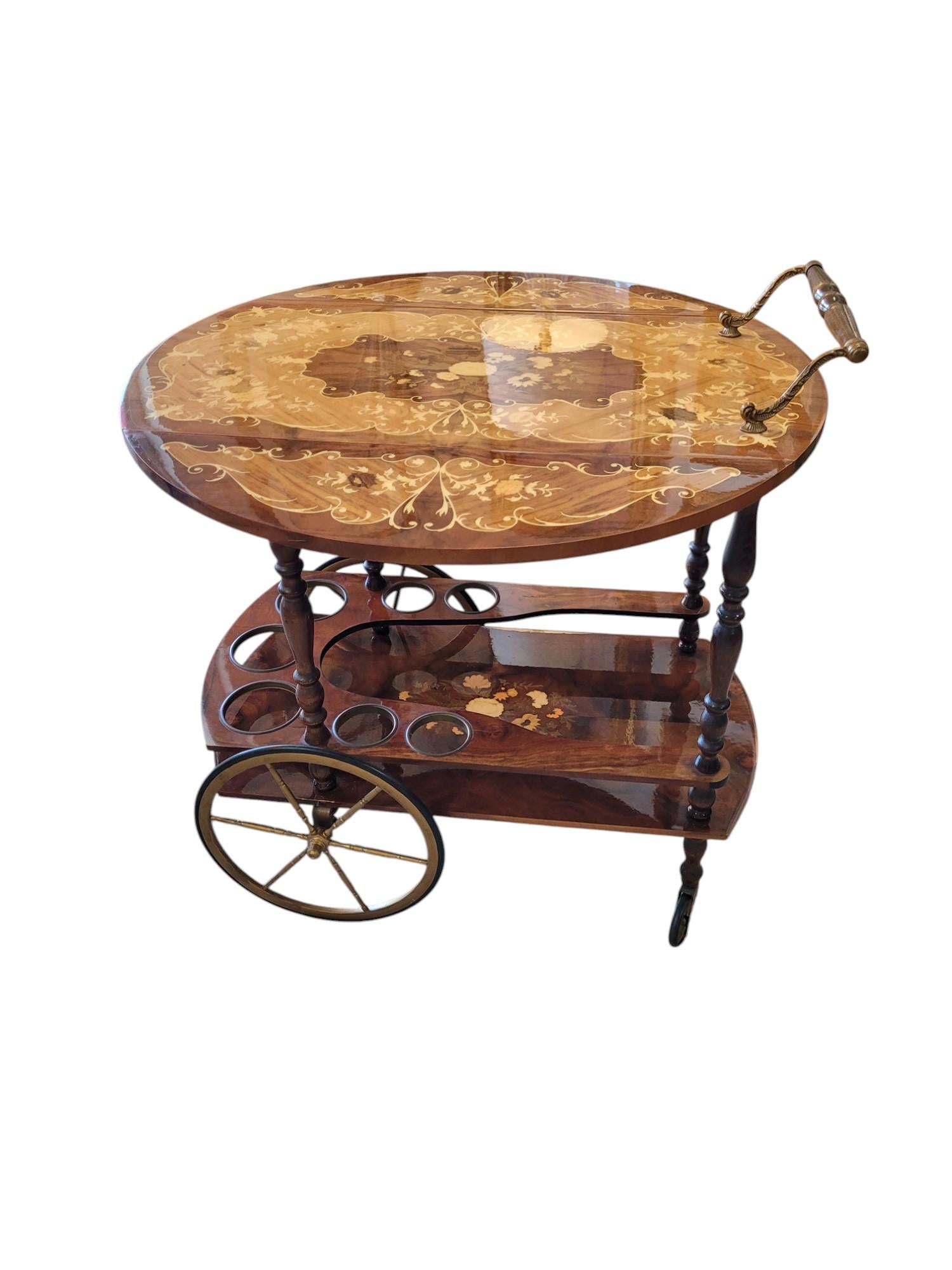 Neorococò Carrello da bar intarsiato in stile Rococò Revival in vendita
