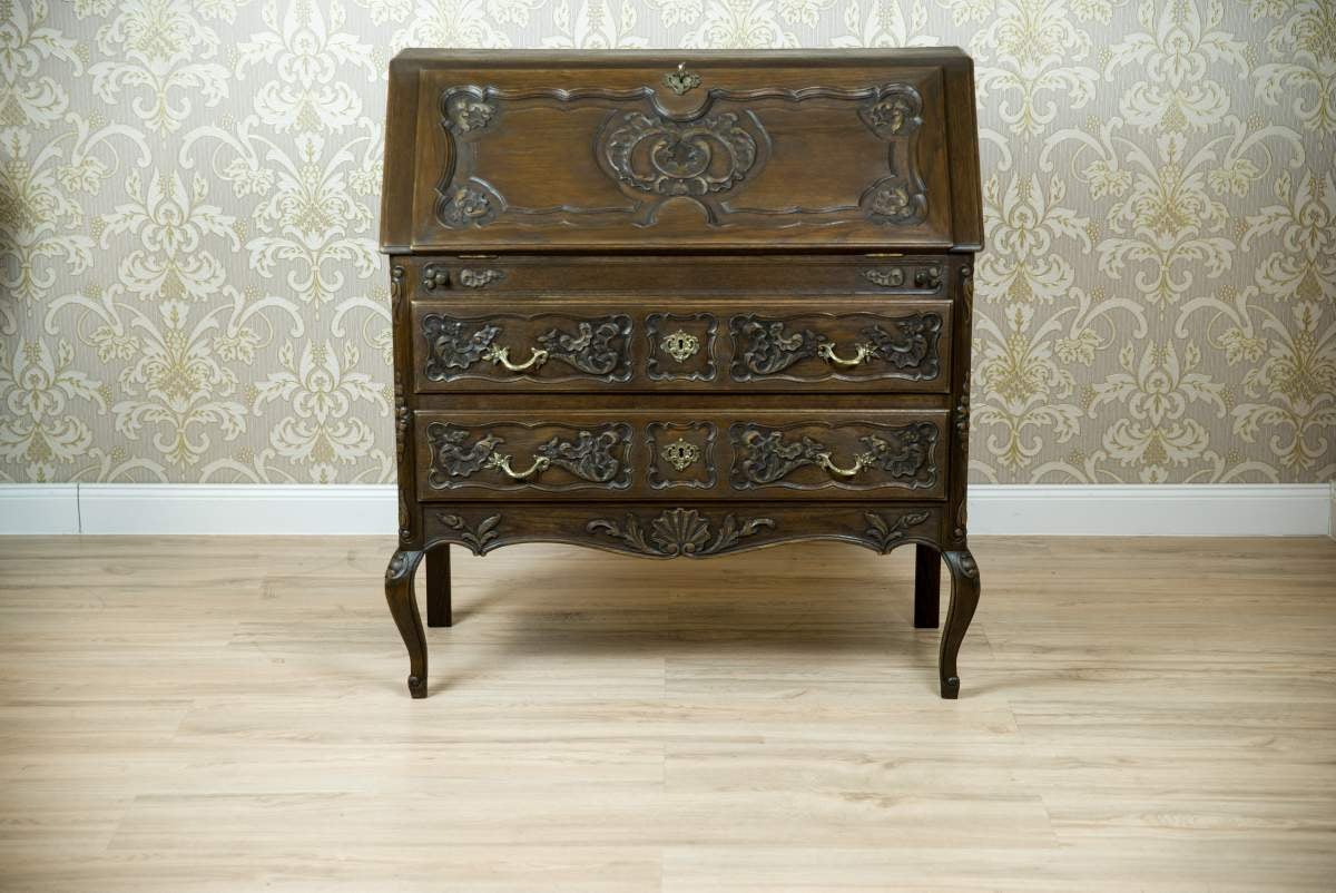 Bureau Rococo Revive en Oak Brown, début du 20e siècle en vente