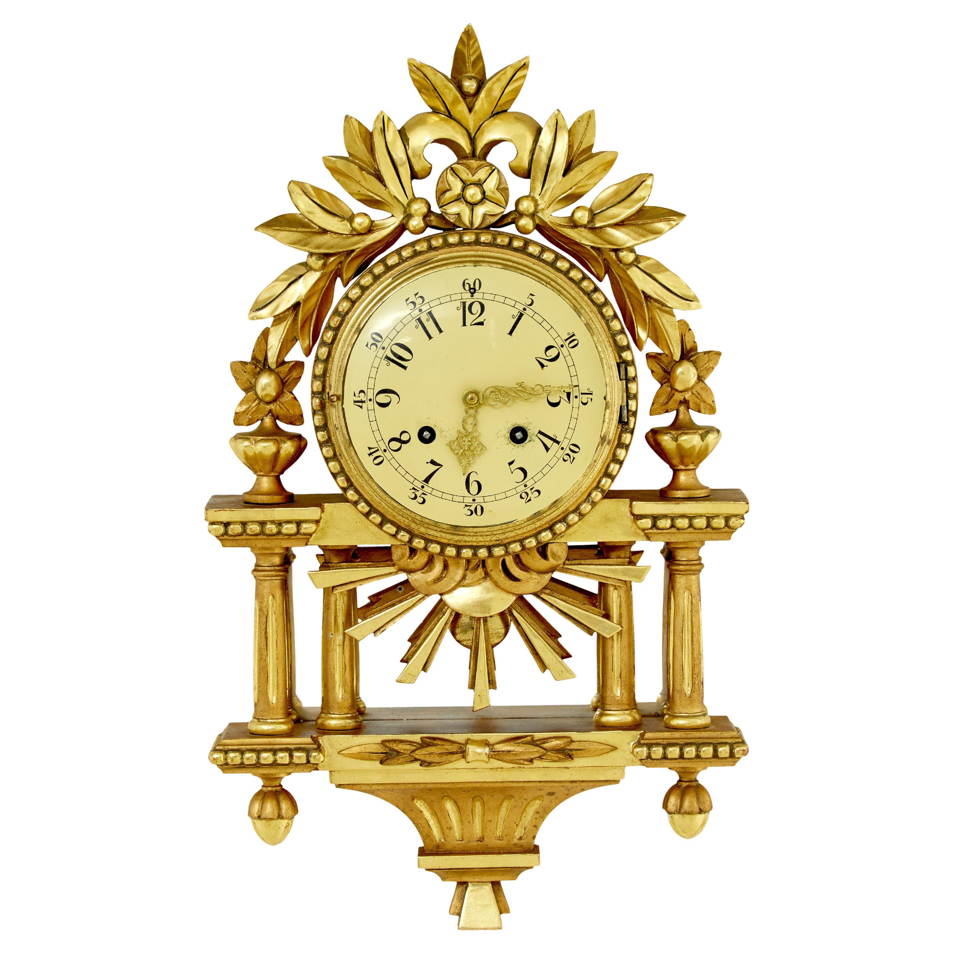 Rococo revival ornate carved gilt wall clock
