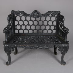 Rococo Revival Painted Cast Iron "Rose Garden Bench" by Kramer Bros