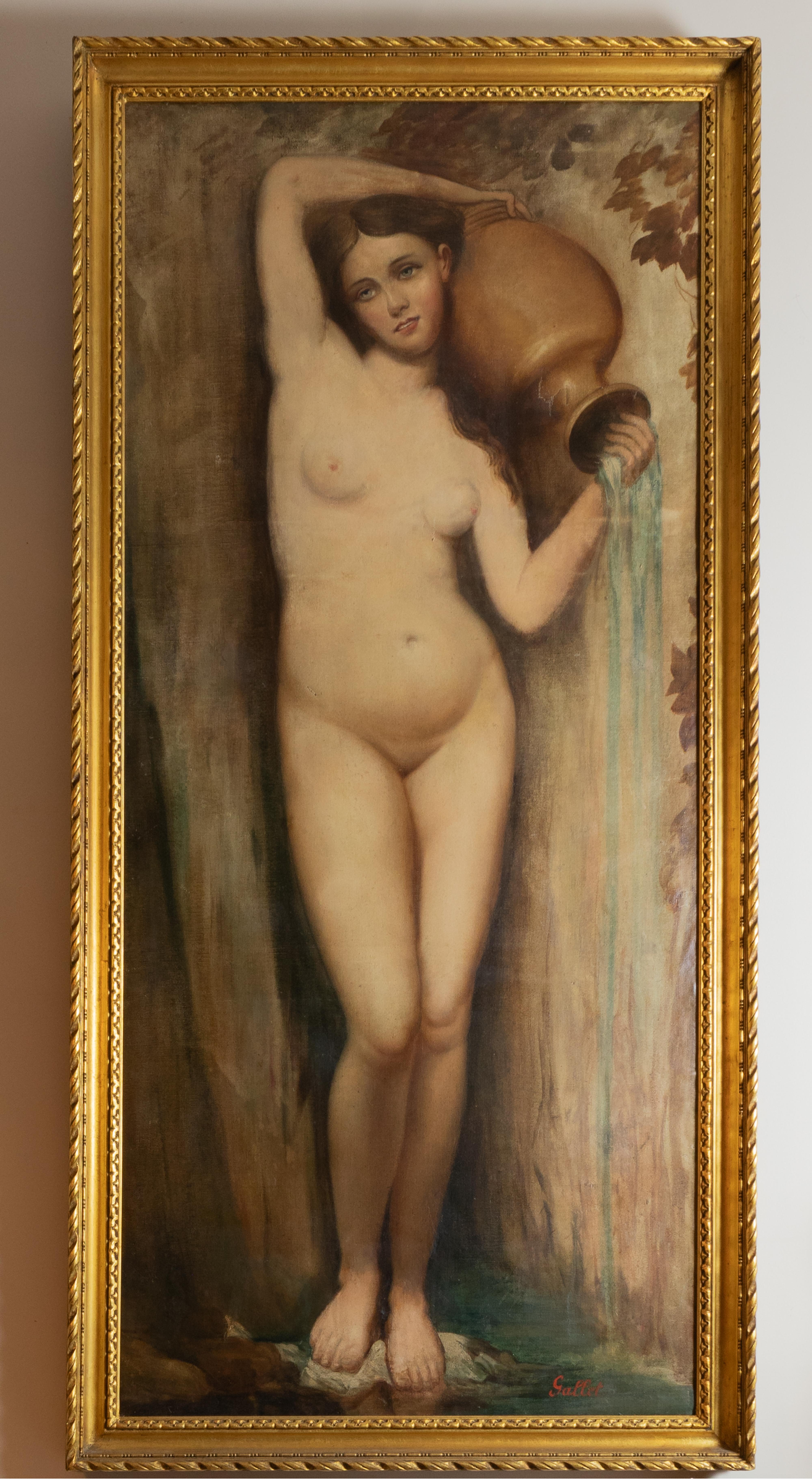 20th Century Rococo Revival Painting of Woman by Louis Jacques Gallet For Sale