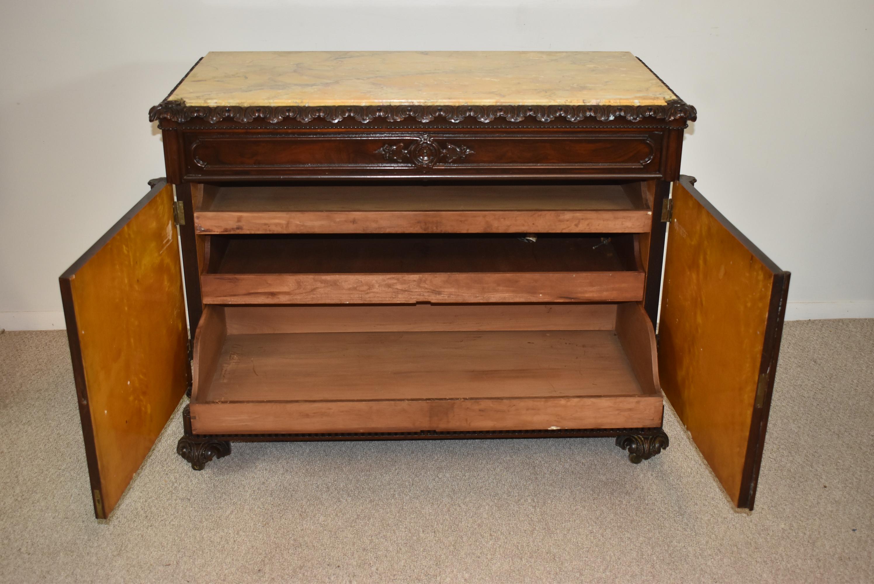 Rococo Revival Rosewood 3 Piece Bedroom Set, Full Bed Nightstand, 2 Door Cabinet For Sale 8