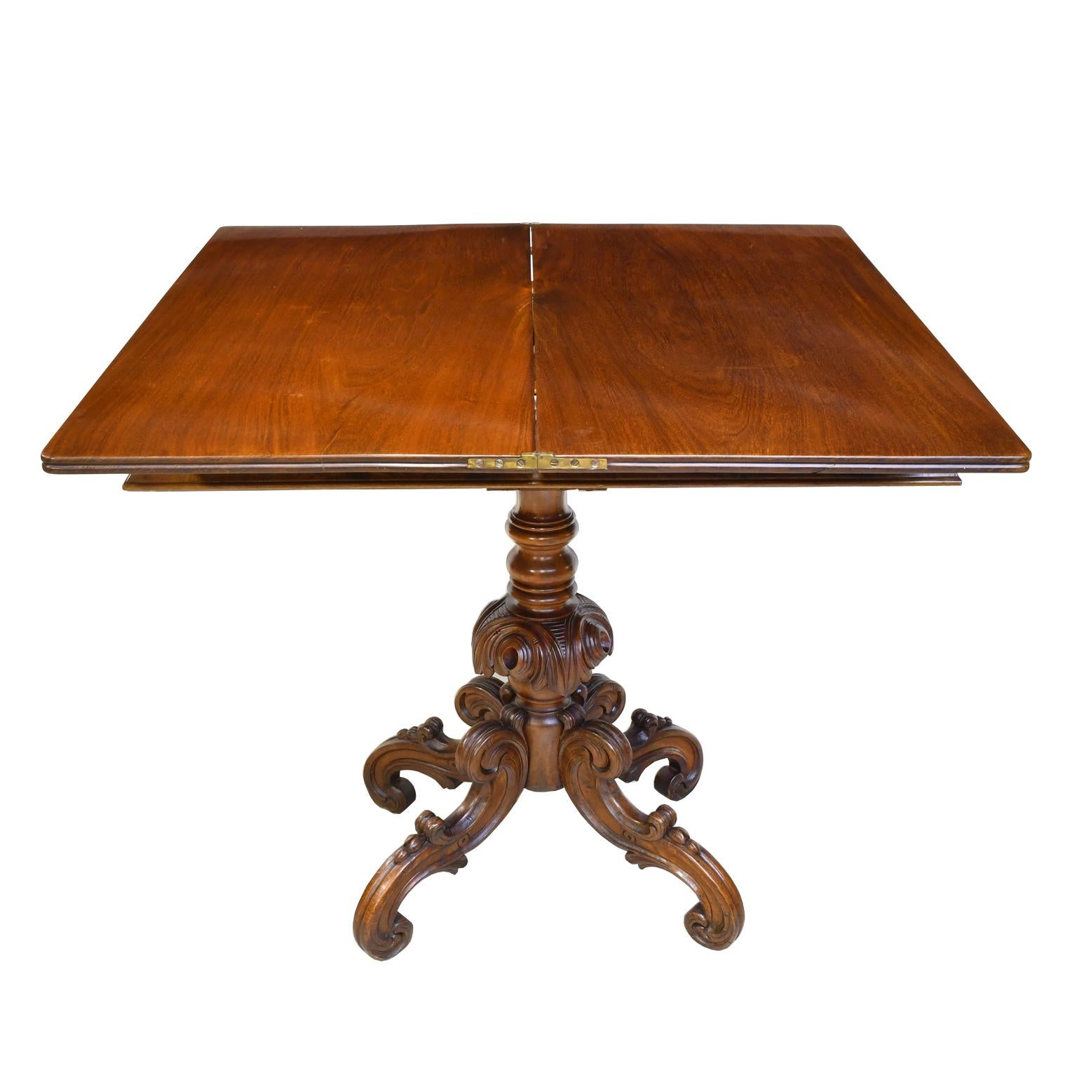 Turned Rococo-Revival Scandinavian Game Table, circa 1850 For Sale