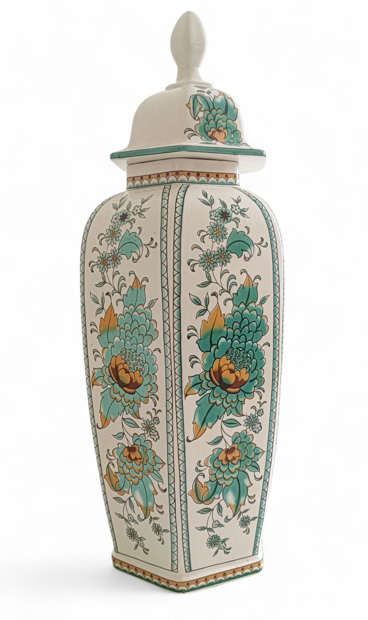 Rococo Revival Spanish Manises Porcelain Lidded Urn by Hispania/Lladró, Signed For Sale 5