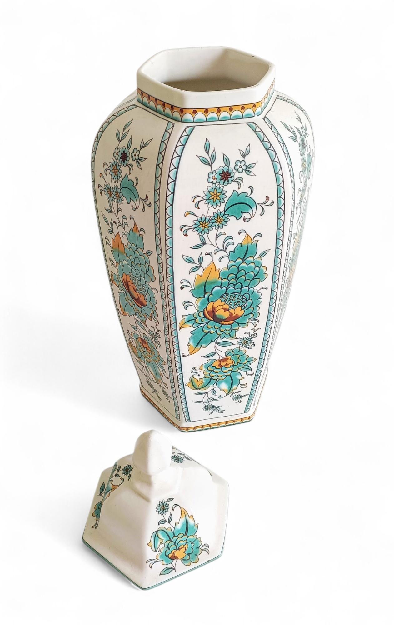 Rococo Revival Spanish Manises Porcelain Lidded Urn by Hispania/Lladró, Signed For Sale 7