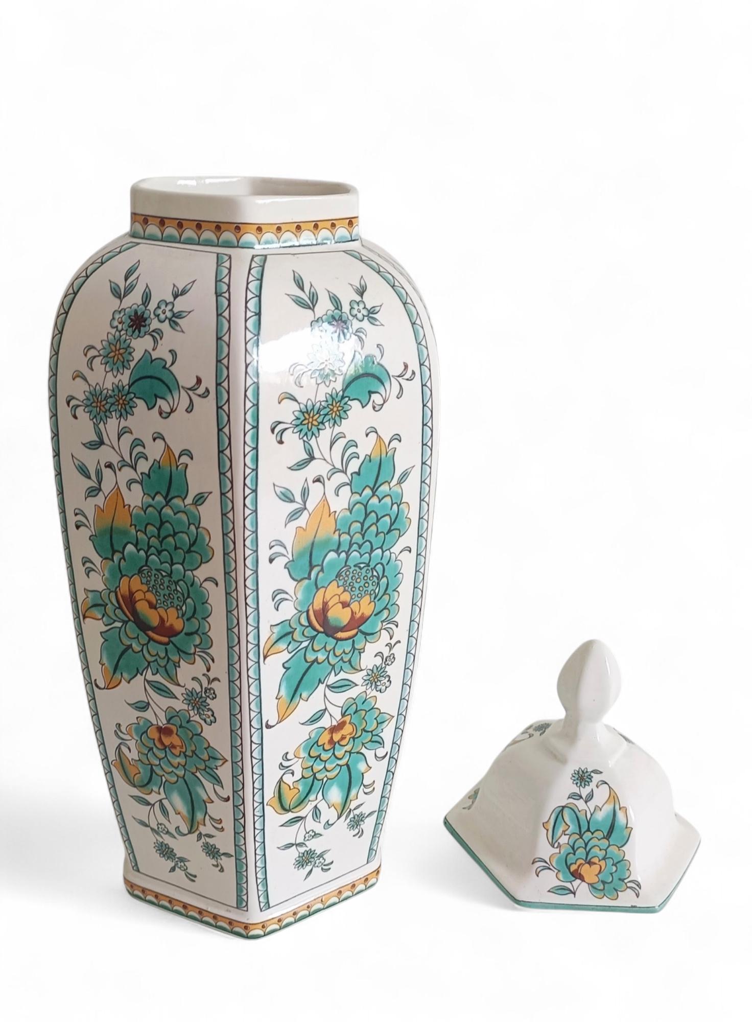 Rococo Revival Spanish Manises Porcelain Lidded Urn by Hispania/Lladró, Signed For Sale 8