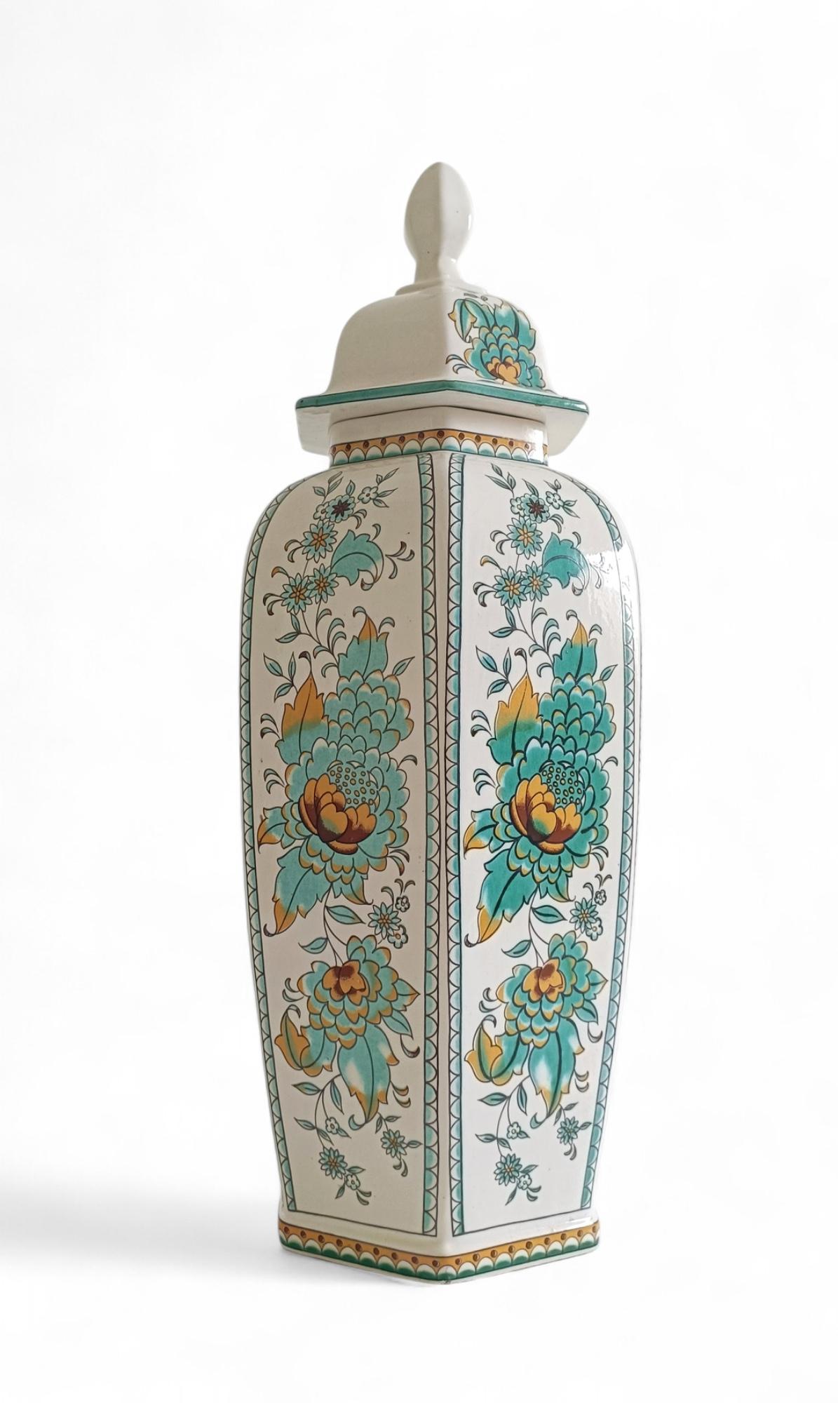 Late 20th Century Rococo Revival Spanish Manises Porcelain Lidded Urn by Hispania/Lladró, Signed For Sale