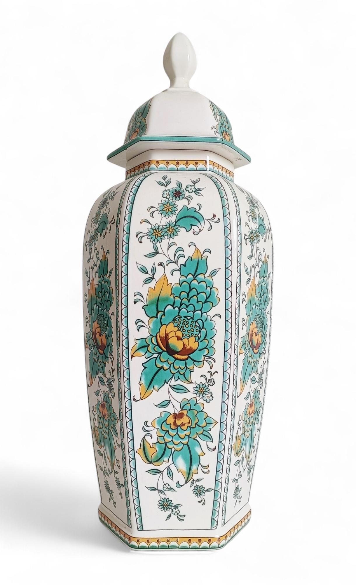 Ceramic Rococo Revival Spanish Manises Porcelain Lidded Urn by Hispania/Lladró, Signed For Sale