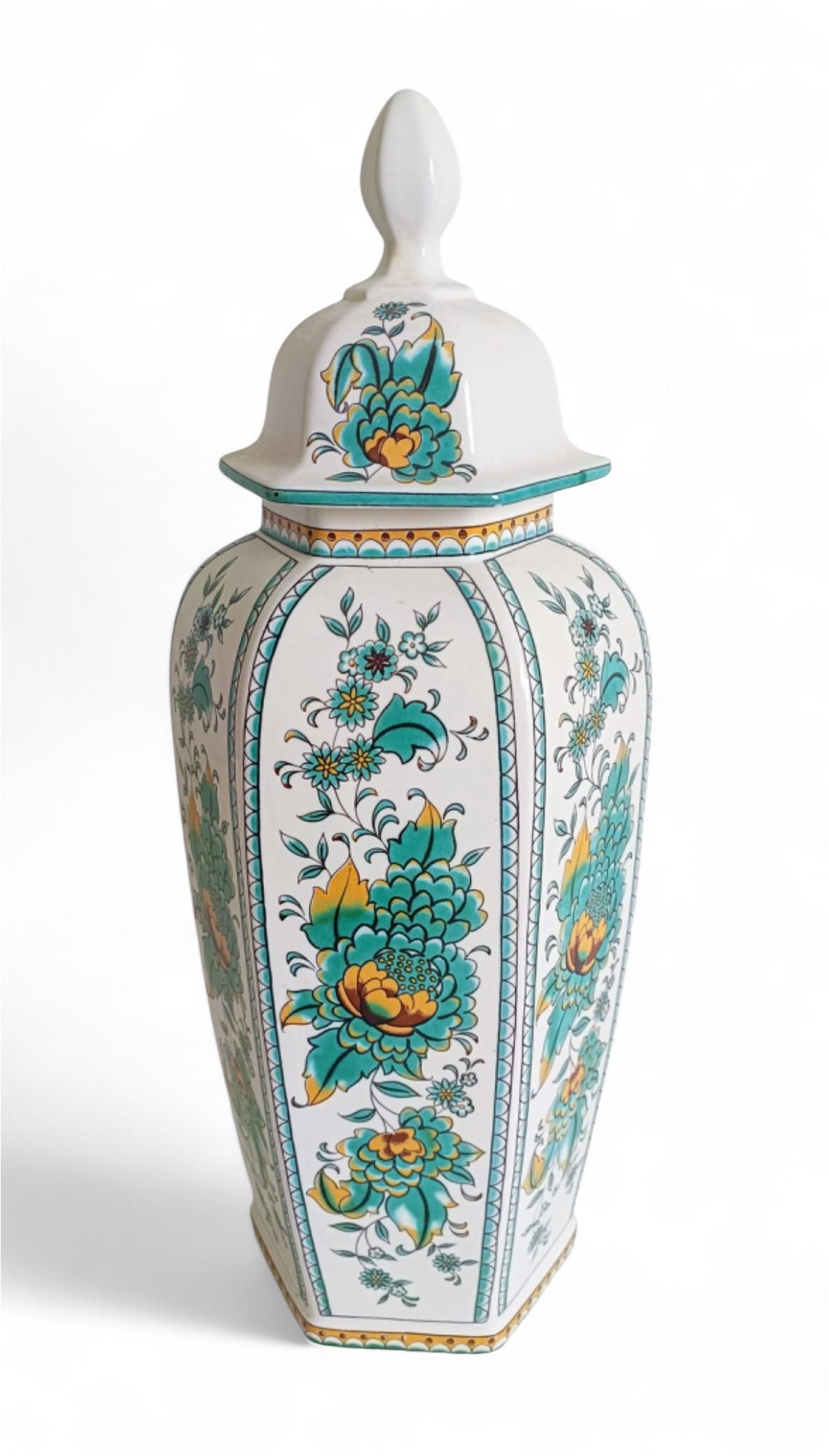Rococo Revival Spanish Manises Porcelain Lidded Urn by Hispania/Lladró, Signed For Sale 1