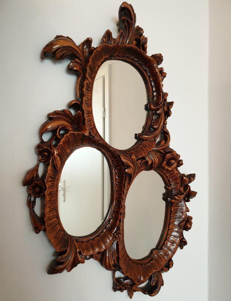 Rococo Revival Style Console with Three-Part Mirror Carved Wood, 20th Century In Good Condition In Liverpool, GB