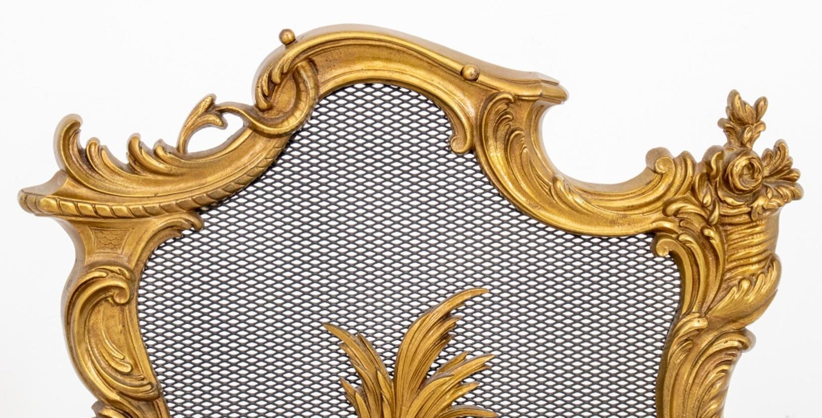 20th Century Rococo Revival Style Gilt Brass Fire Screen For Sale