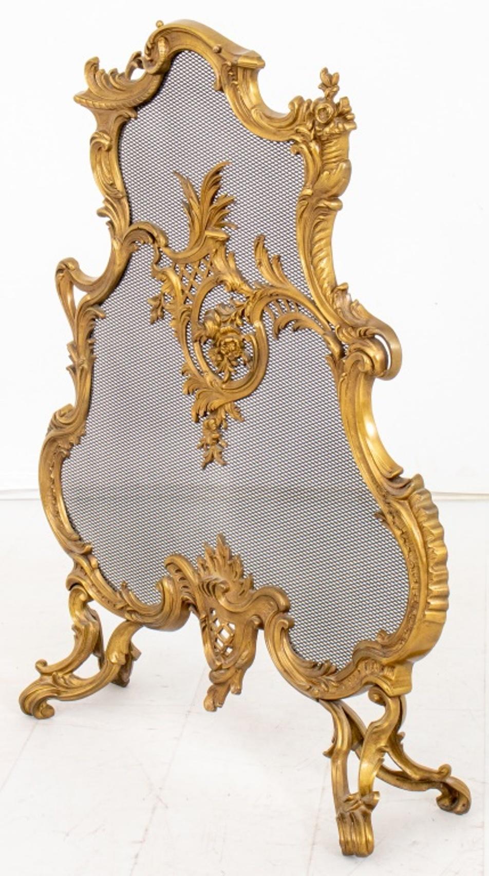 Rococo Revival Style Gilt Brass Fire Screen For Sale 3