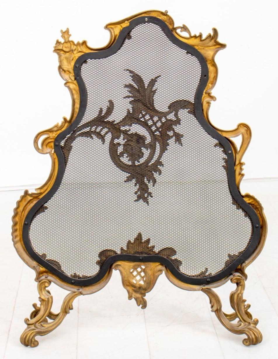 Rococo Revival Style Gilt Brass Fire Screen For Sale 5