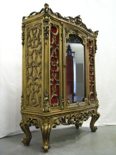 Rococo Revival Style Low Auxiliary Vitrine Giltwood, 20th Century