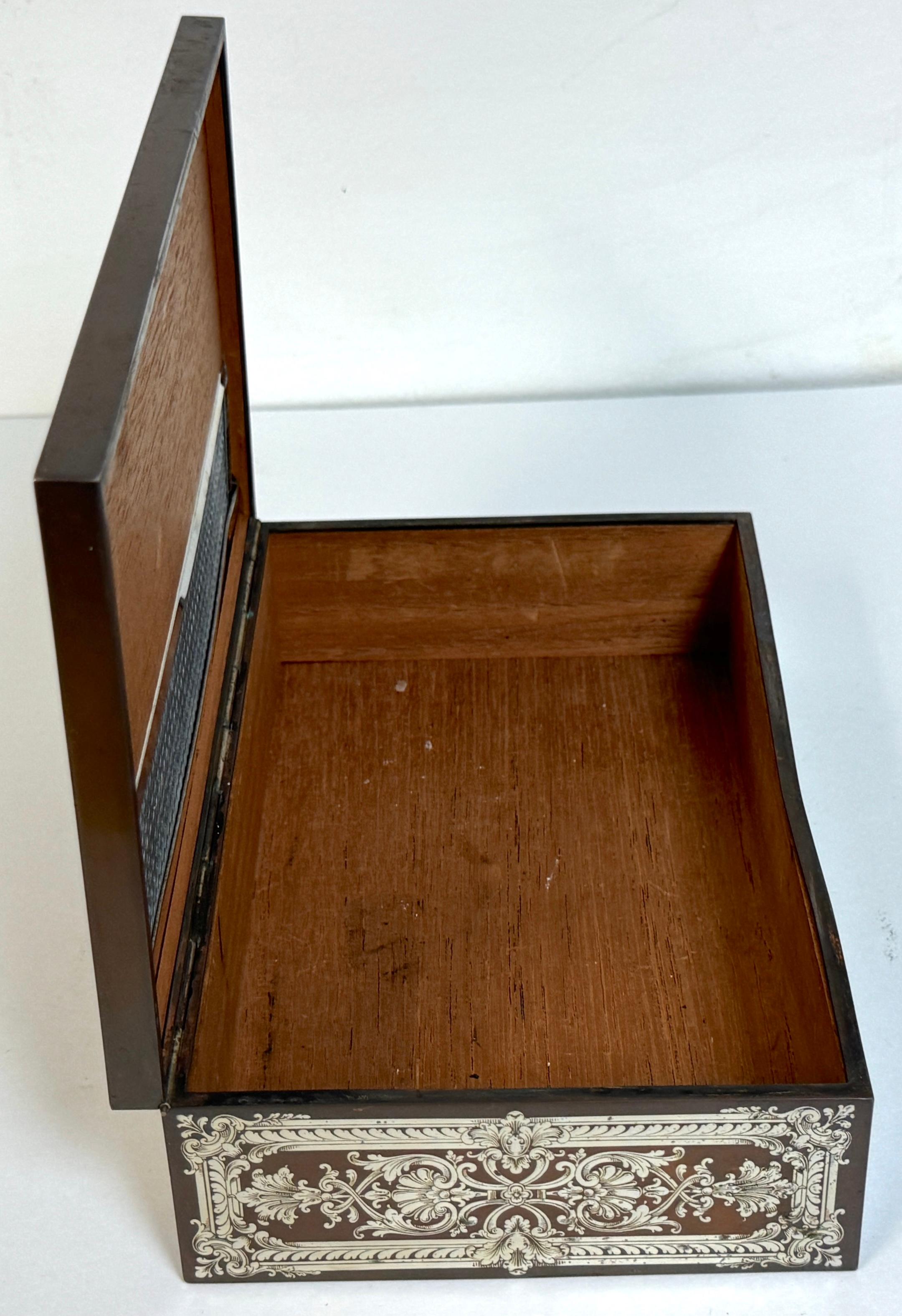 Humidor en métal mixte, cuivre et argent, style Rococo Revival, Atrib. Gorham, 1870 en vente 4