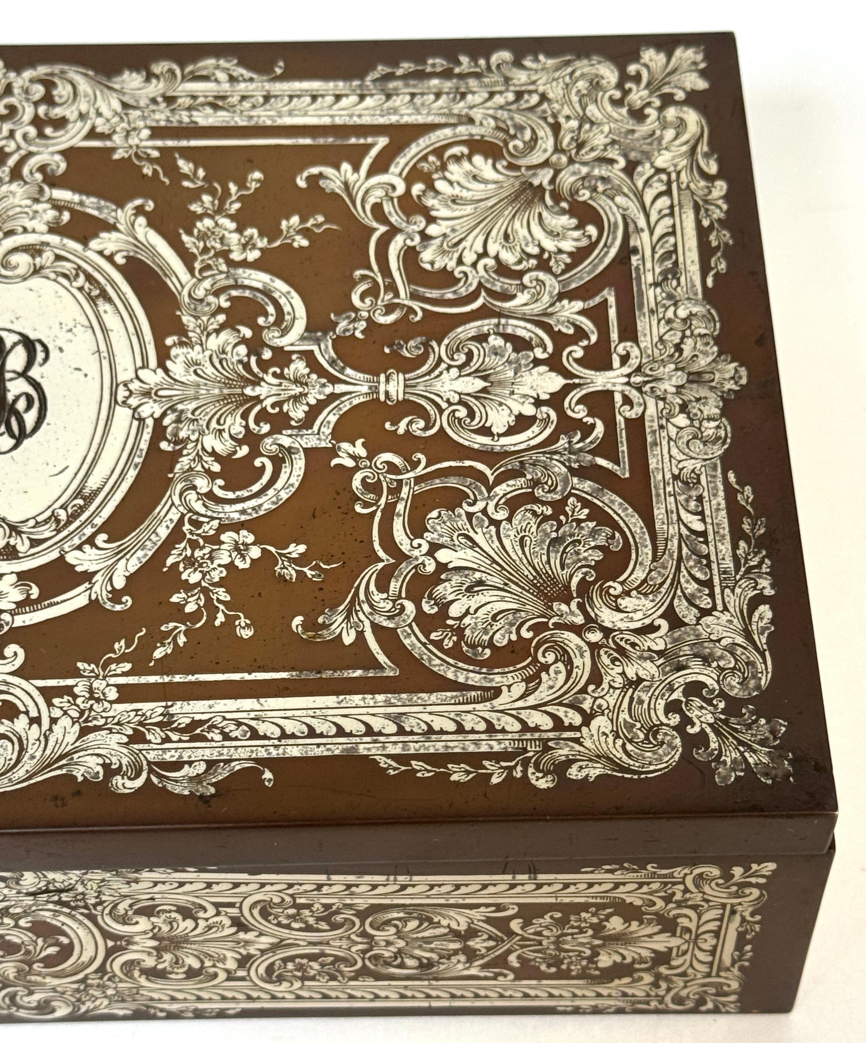Néo-rococo Humidor en métal mixte, cuivre et argent, style Rococo Revival, Atrib. Gorham, 1870 en vente
