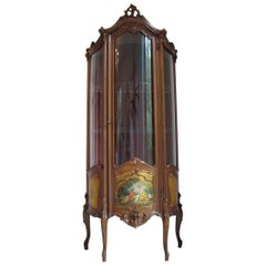 Rococo Revival Style Walnut Display Vitrine, 20th Century