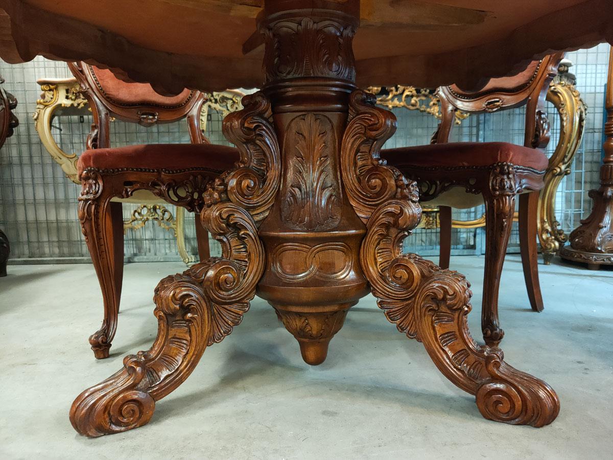Rococo Revival Table Set, Living or Dining Room, Table and 4 Chairs For Sale 4