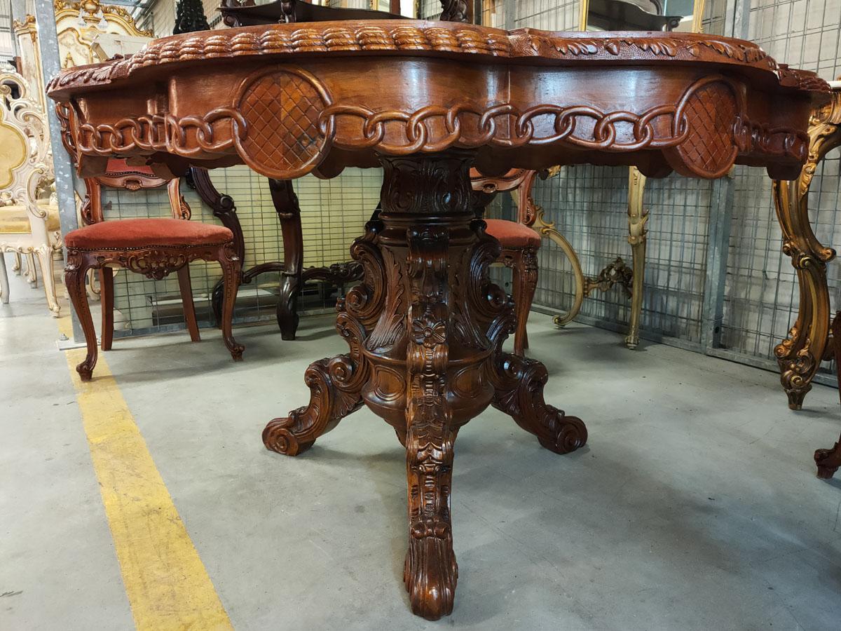 Rococo Revival Table Set, Living or Dining Room, Table and 4 Chairs For Sale 5