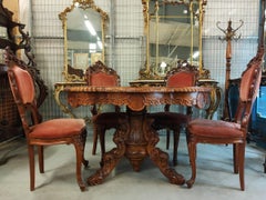 Rococo Revival Table Set, Living or Dining Room, Table and 4 Chairs
