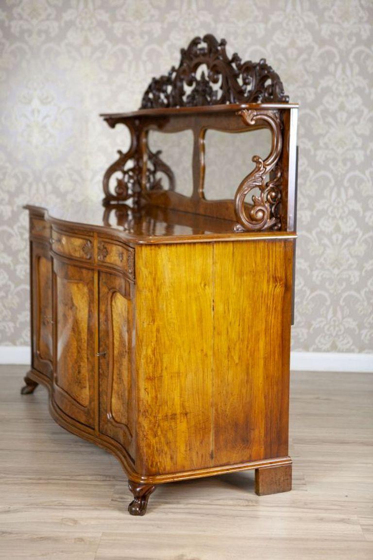 Européen Buffet/banc Rococo Revive en Wood Wood et placage de noyer De 1850 en vente
