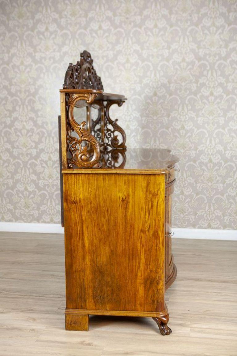 Placage Buffet/banc Rococo Revive en Wood Wood et placage de noyer De 1850 en vente