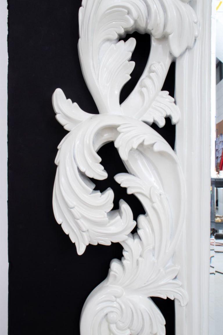 Glass Rococo Revival White Lacquered Mirror For Sale