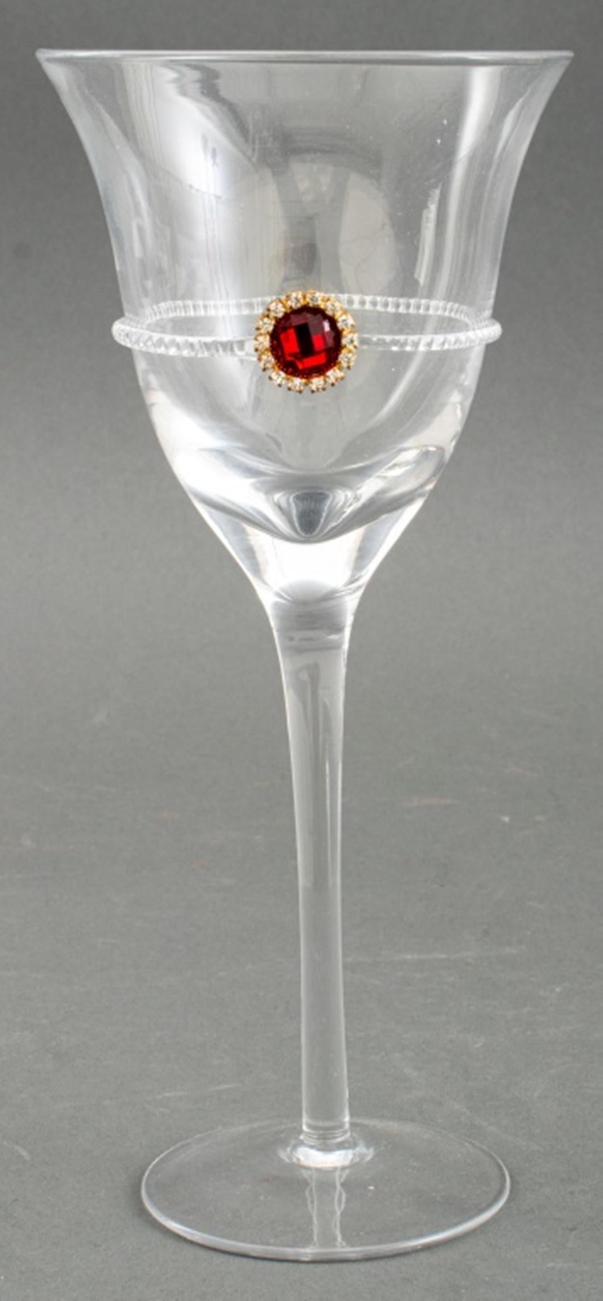 Modern Rococo Revival Wine Glass Stemware, Set of 12 For Sale