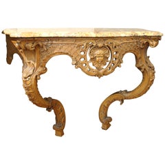 Rococo Rocaille Style Console with Marble Top from France