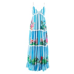 Rococo Sand Blue Stripe Blossom Maxi Dress Size S