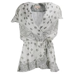 Rococo Sand Wrap Effect Printed Satin Mini Dress Small