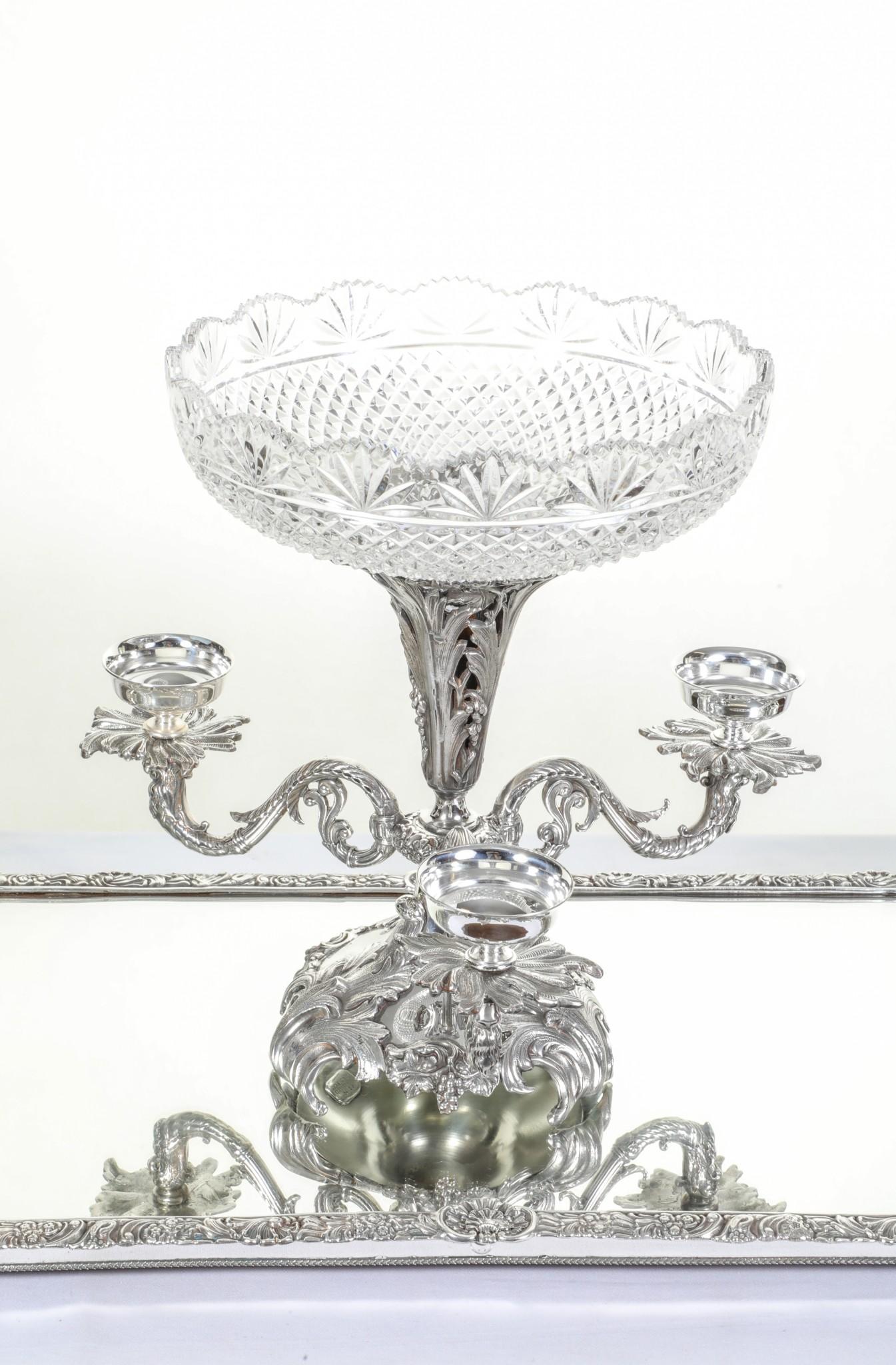 Rococo Silver Plate Centrepiece Surtout De Table Epergne Dish For Sale 6