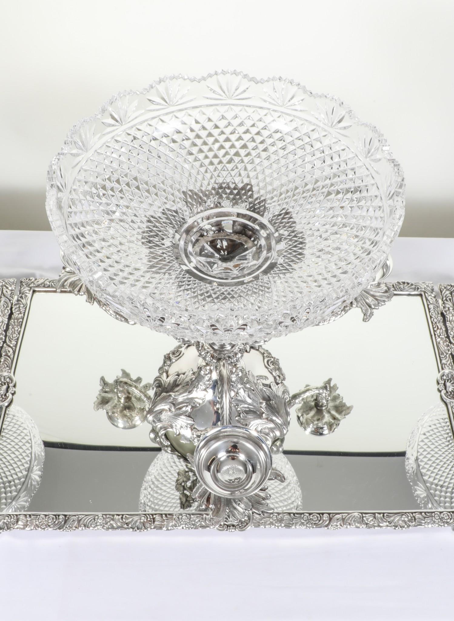 Rococo Silver Plate Centrepiece Surtout De Table Epergne Dish For Sale 7