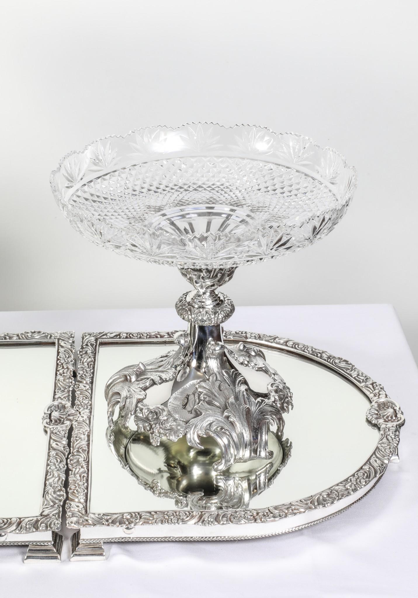 Rococo Silver Plate Centrepiece Surtout De Table Epergne Dish For Sale 9