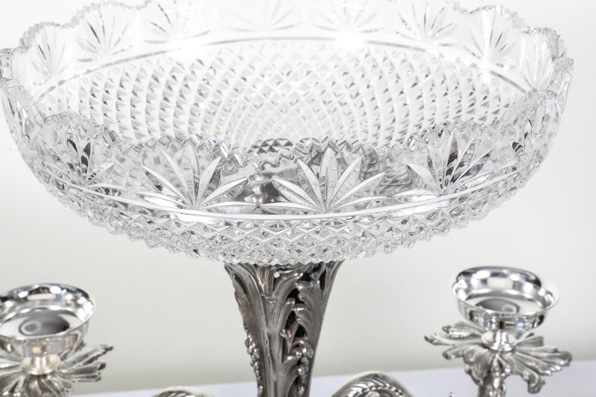 Rococo Silver Plate Centrepiece Surtout De Table Epergne Dish For Sale 4