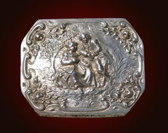 Rococo silver trinket box Lovers in park Late 18th century 800 Hallmark