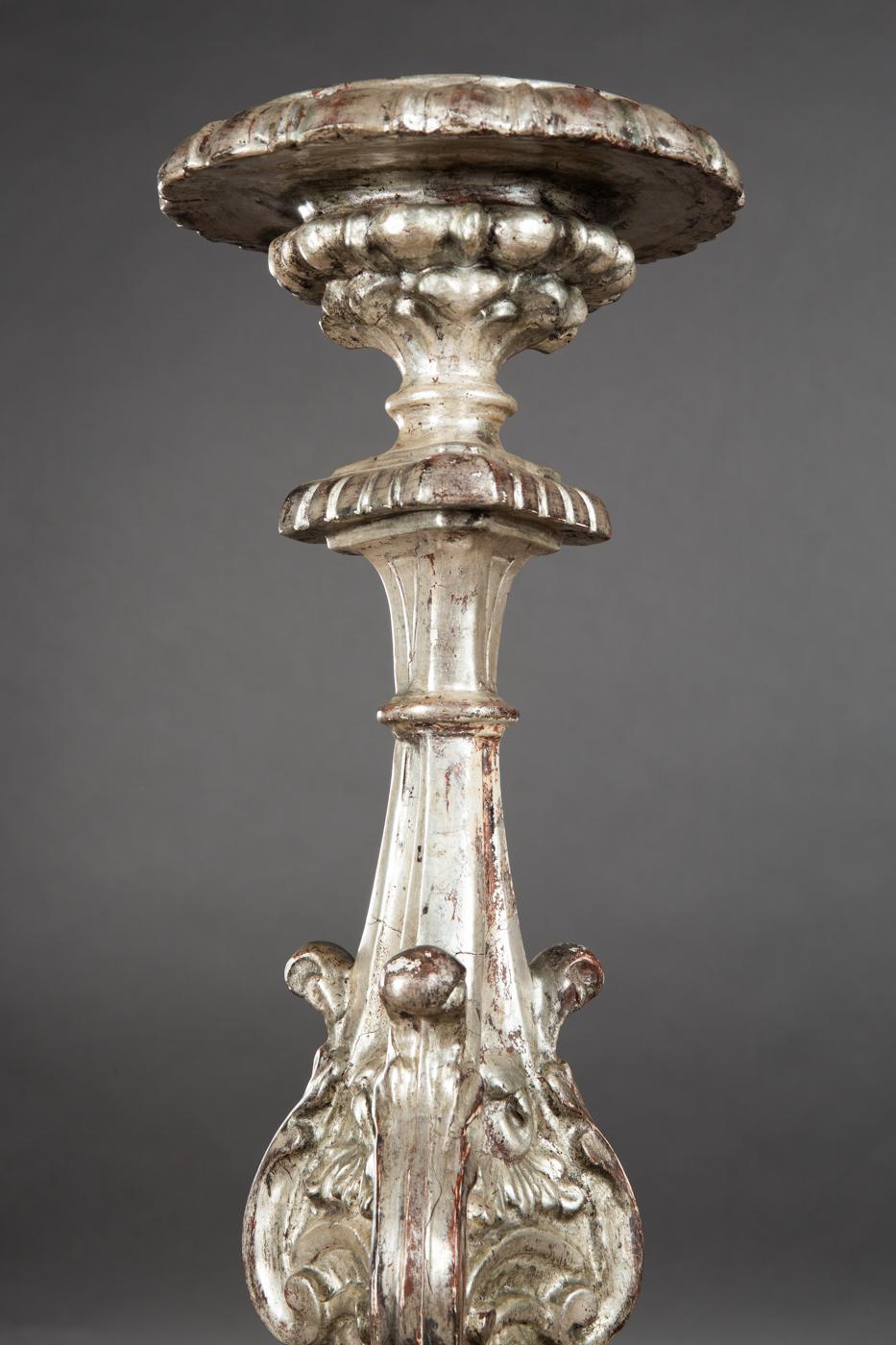 Baroque Rococo Single Carved Gilded Candlestick