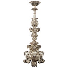Rococo Single Carved Gilded Candlestick