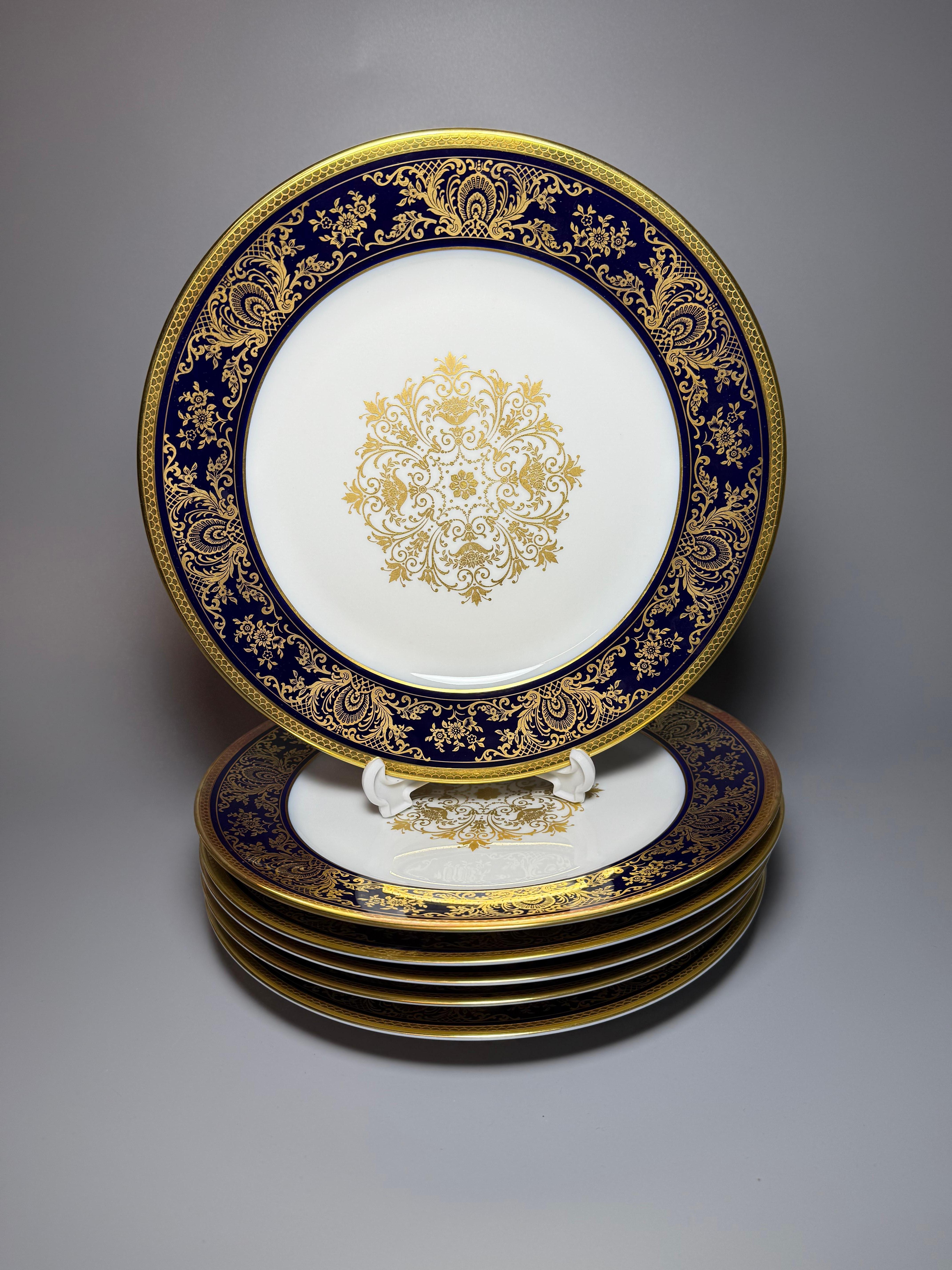 Rokoko Sechs  Speiseteller Kobaltblau Vergoldet Rosenthal Deutschland im Angebot 6