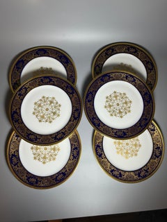 Rococo Six  Dinner Plates Cobalt Blue Gilt Rosenthal Germany