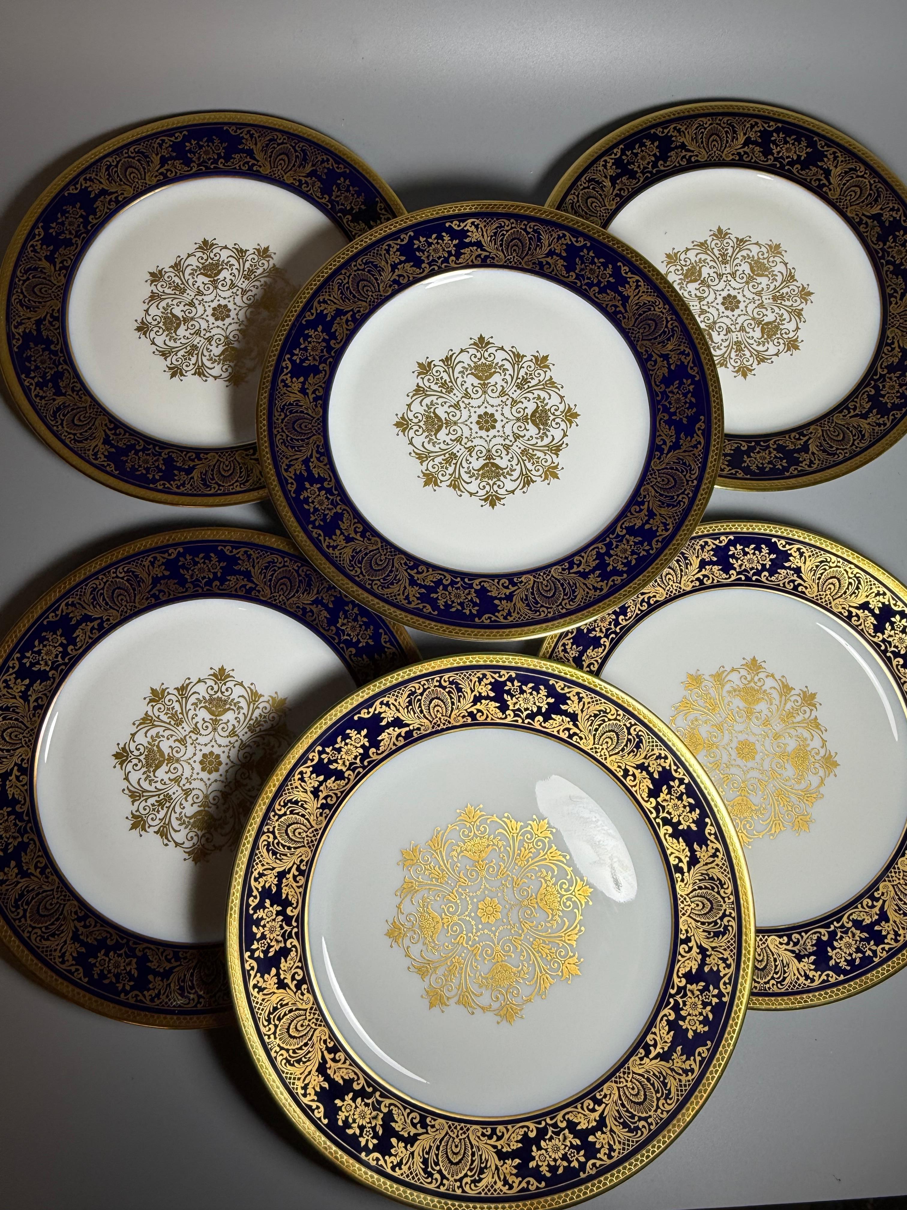 Rokoko Sechs  Speiseteller Kobaltblau Vergoldet Rosenthal Deutschland im Zustand „Gut“ im Angebot in Uppsala , SE