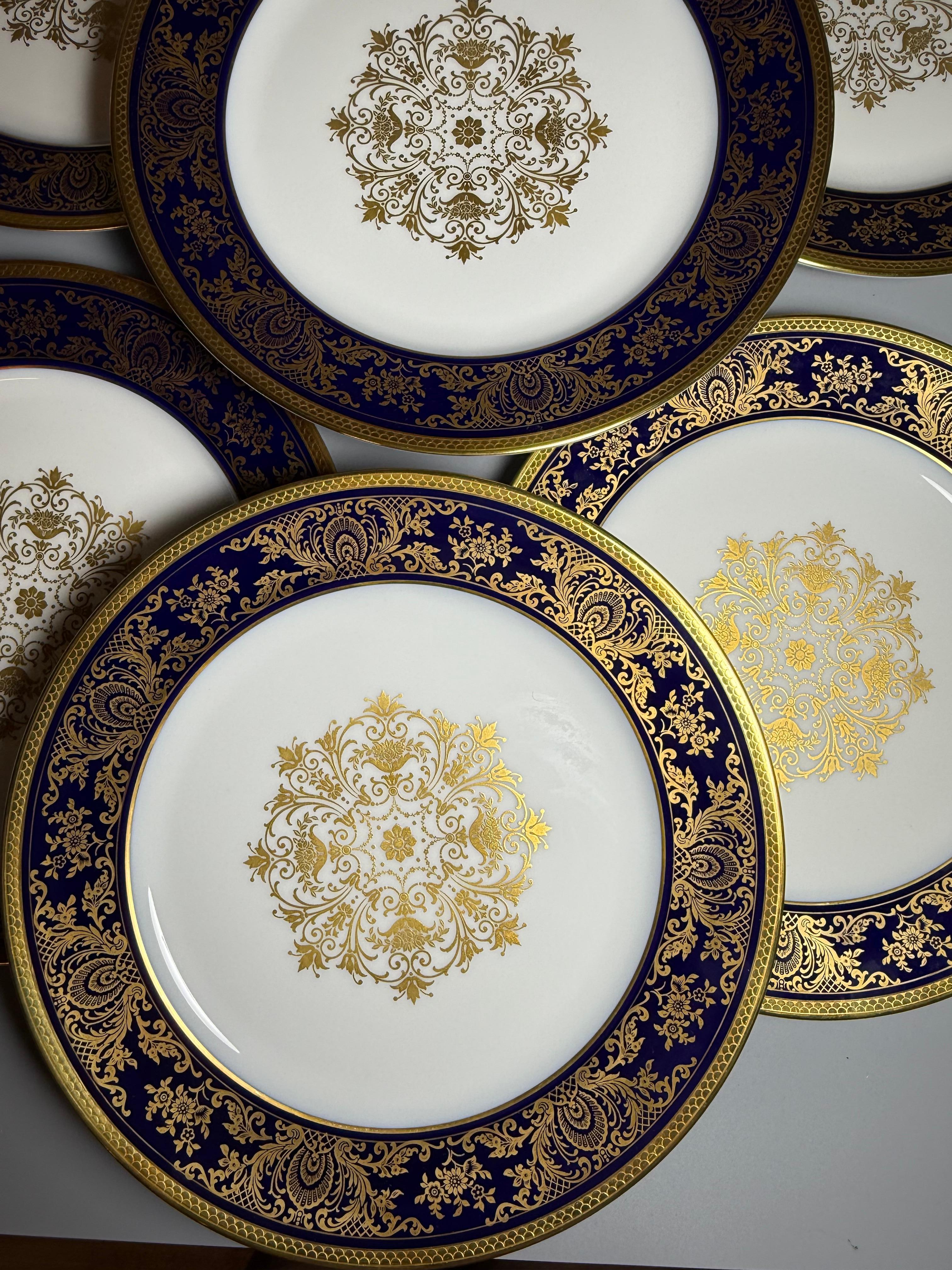 Rokoko Sechs  Speiseteller Kobaltblau Vergoldet Rosenthal Deutschland im Angebot 1