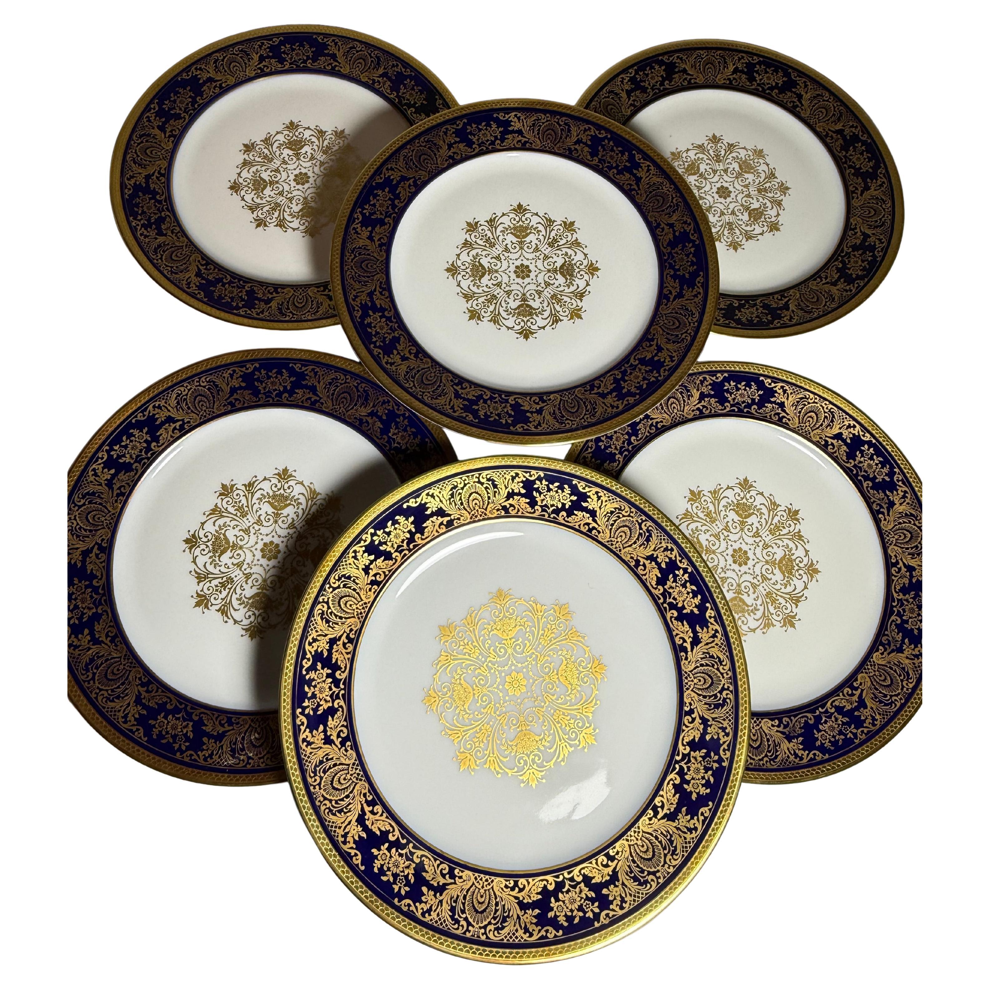 Rokoko Sechs  Speiseteller Kobaltblau Vergoldet Rosenthal Deutschland im Angebot