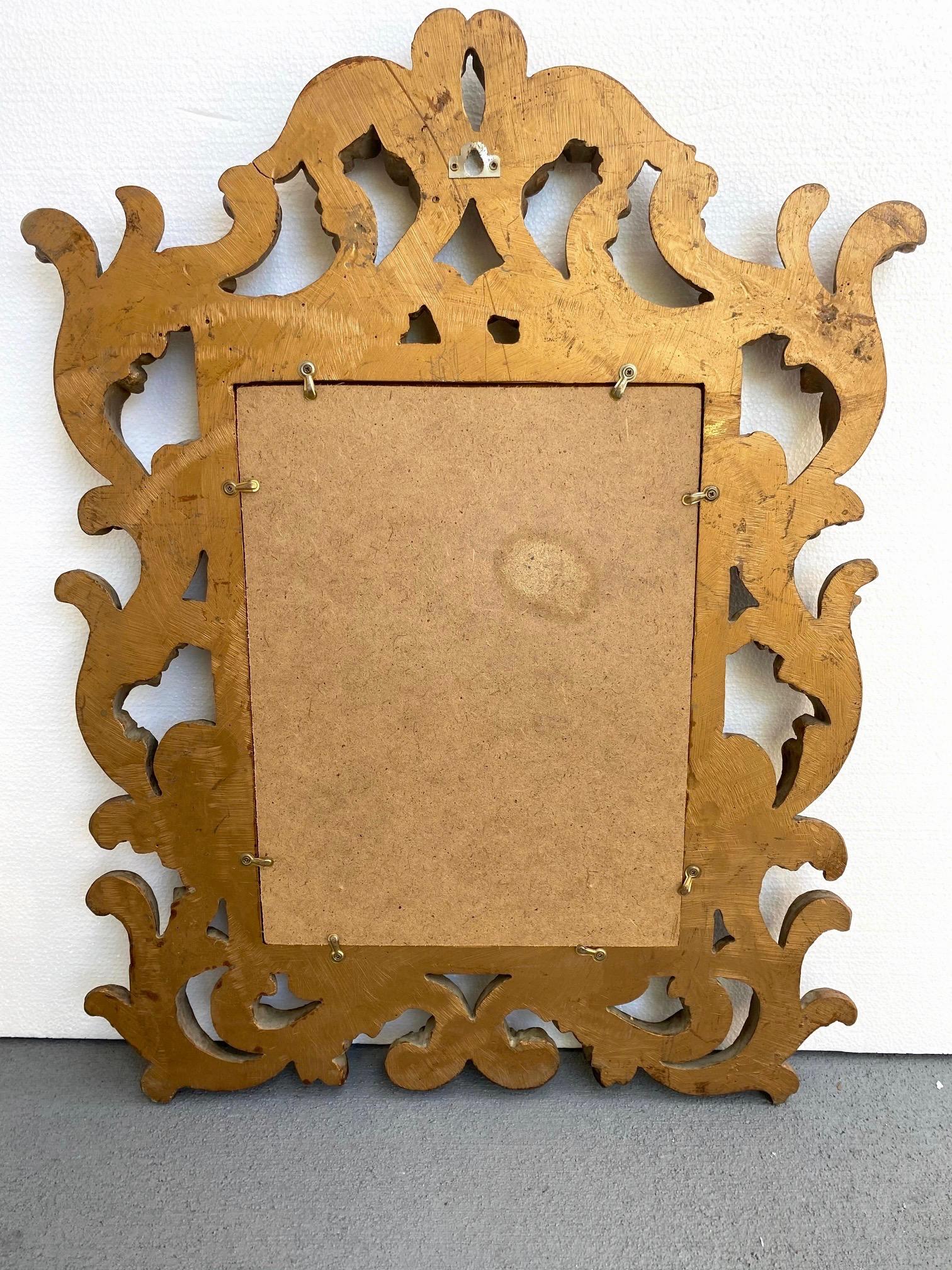 Rococo Small Ornamental Mirror with Carved Giltwood Frame, Italy, circa 1940s 5