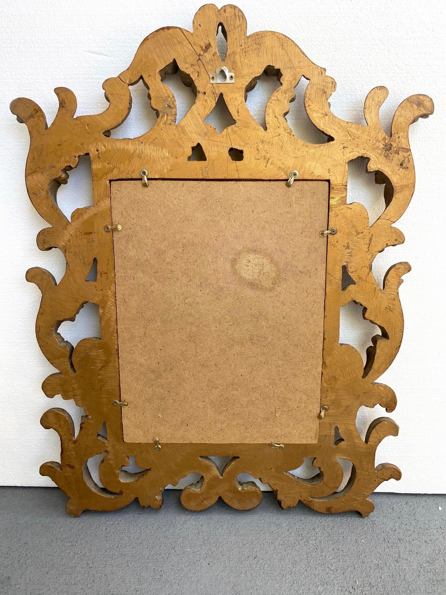Rococo Small Ornamental Mirror with Carved Giltwood Frame, Italy, circa 1940s 6