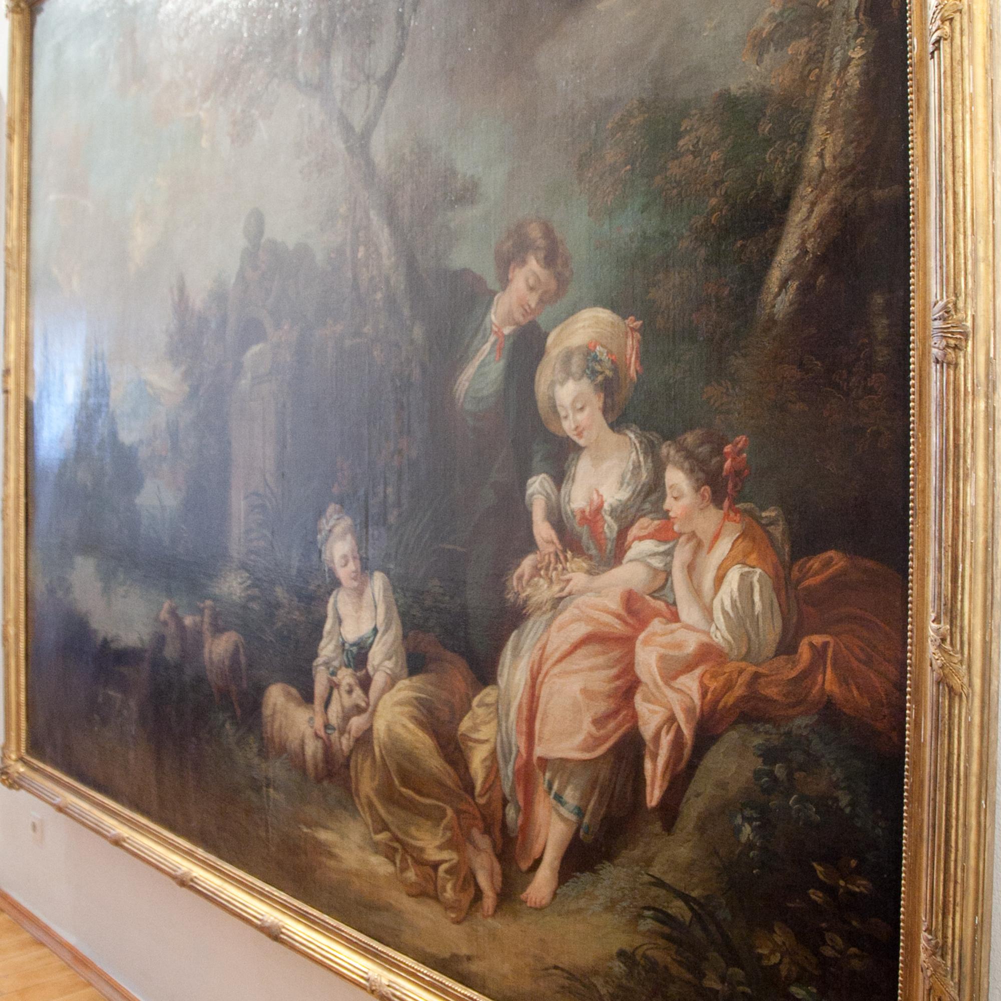 Copy of the French artist Francois Boucher, who was the court painter to King Louis XV, this work dates to the late 18th century. It is in its original carved and gilded wood frame and painted in oil on canvas.