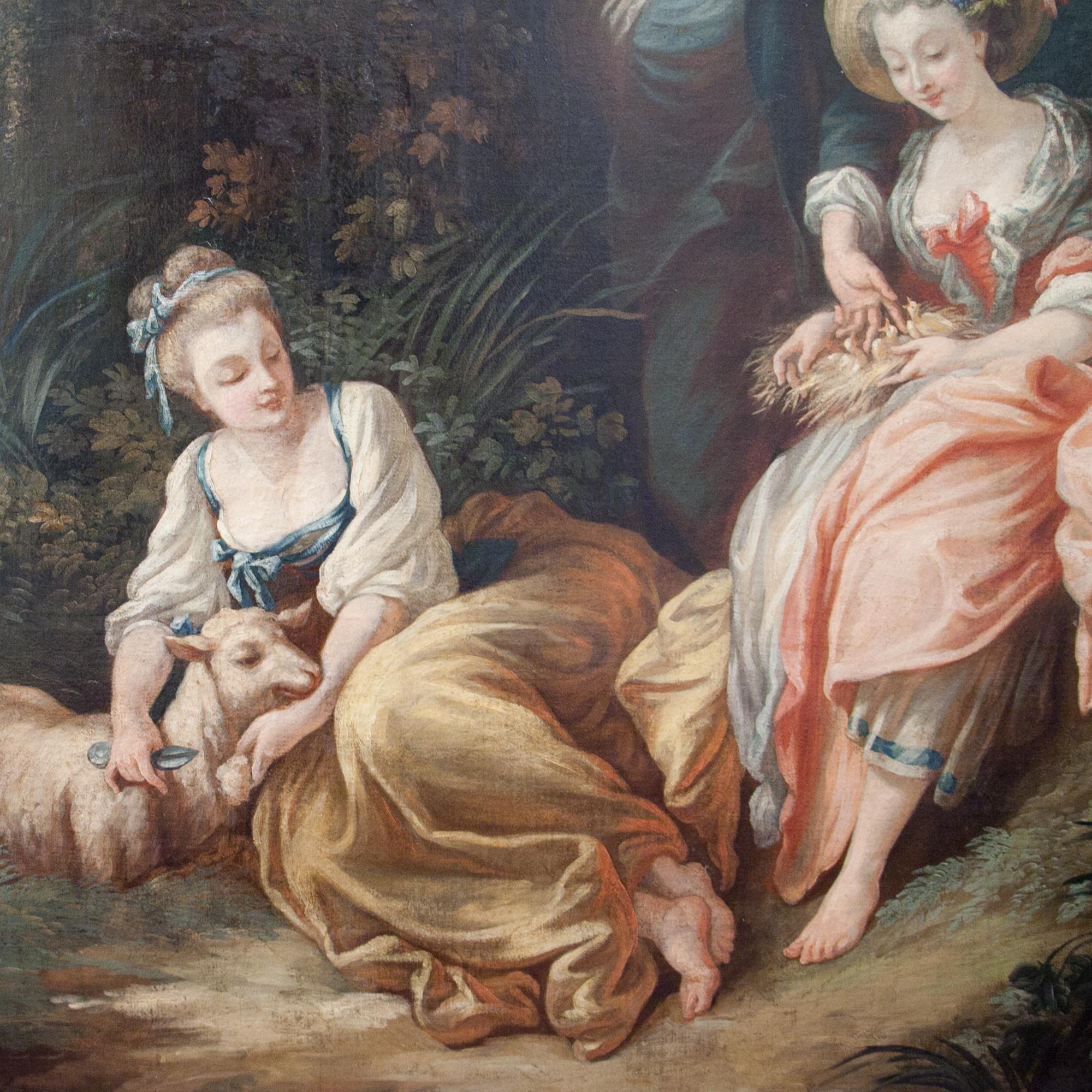 Rococo Society at a Pond, France, Late 18th Century In Good Condition For Sale In Greding, DE