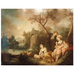 Rokoko-Gemeinschaft auf einem Teich, Frankreich, spätes 18. Jahrhundert