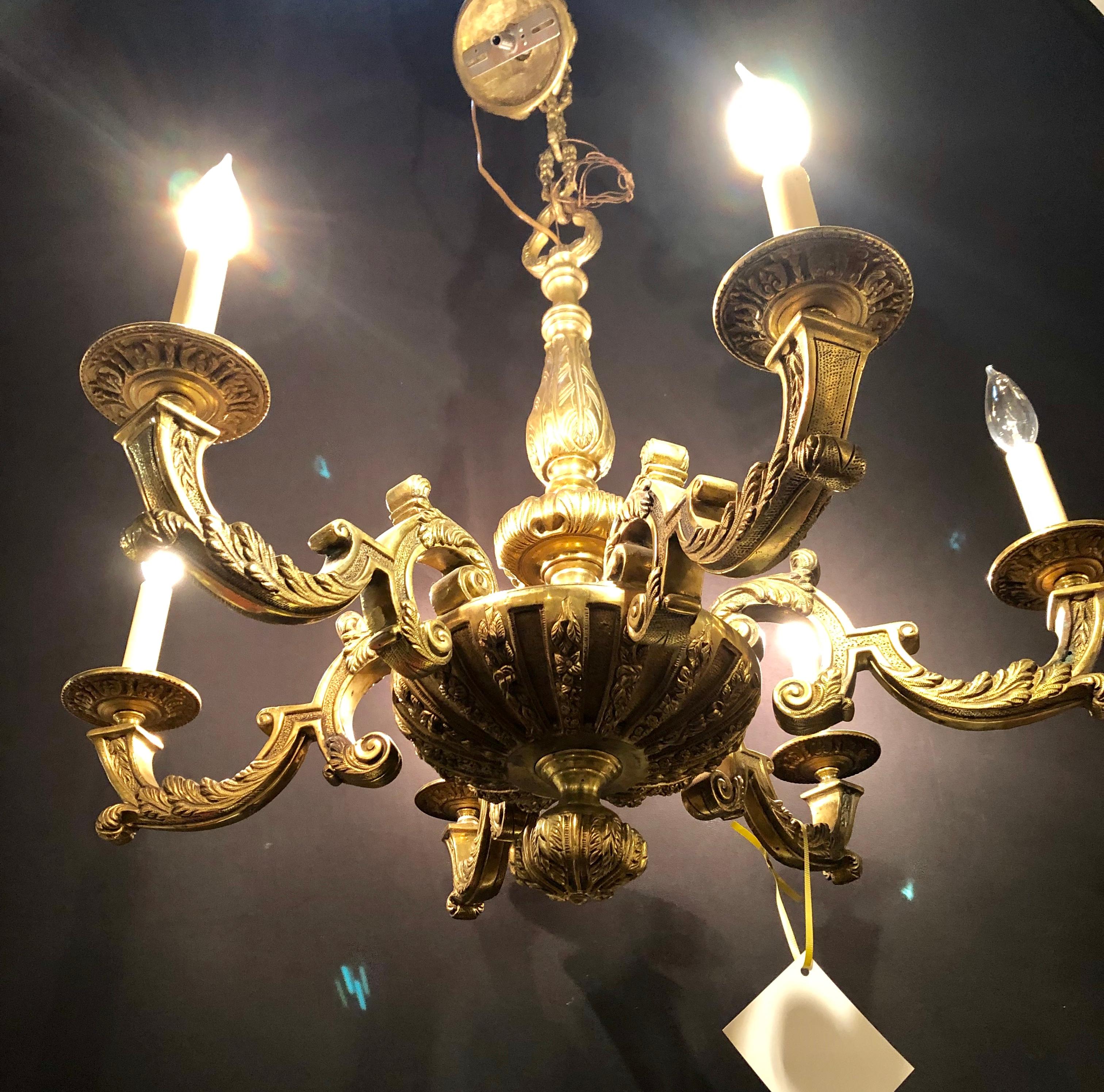 Rococo Solid Bronze Six-Light Chandelier 1