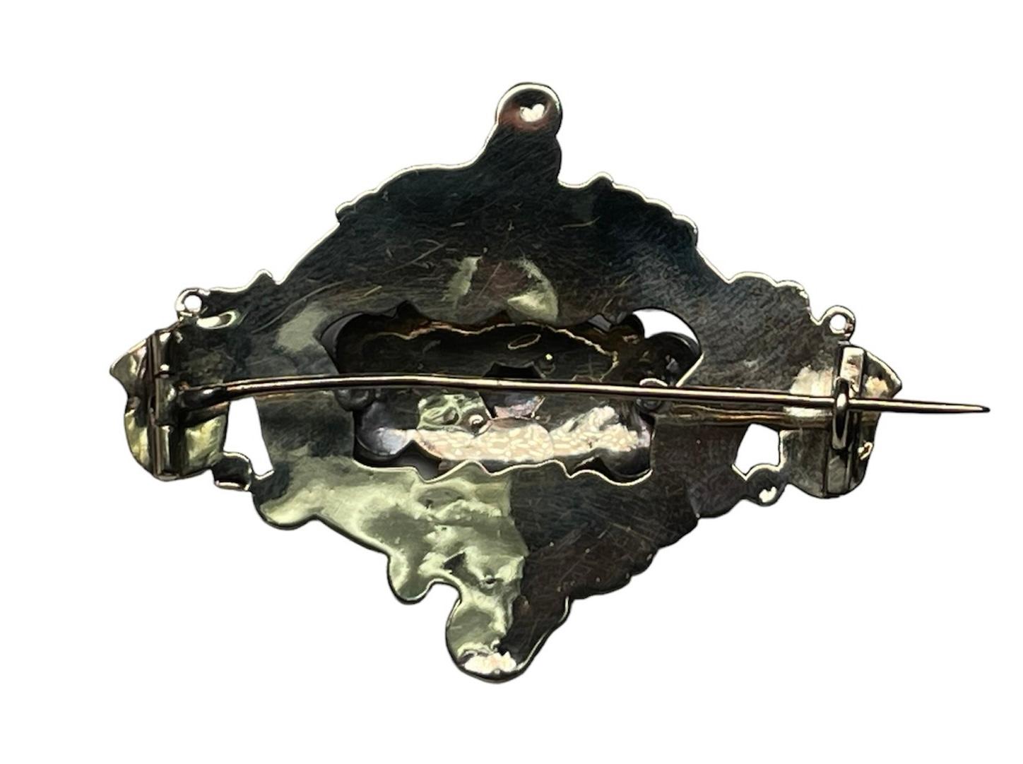 Women's or Men's Rococo Style 14K Yellow Gold Garnet And Pearl For Sale